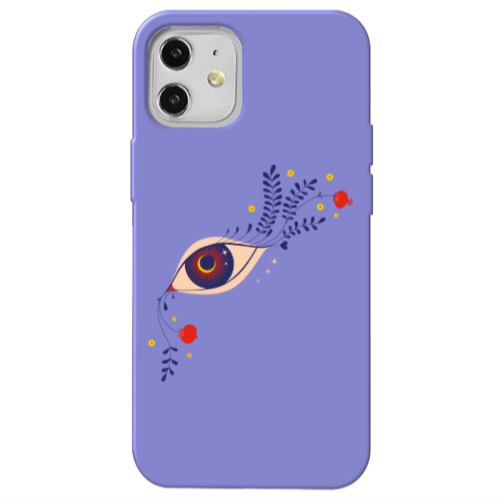 Apple iPhone 12 Flower eye Purple Colored Silicone TPU Θήκη