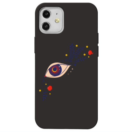 Apple iPhone 12 Flower eye Black Colored Silicone TPU Θήκη