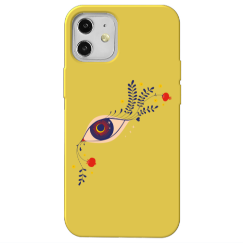 Apple iPhone 12 Flower eye Yellow Colored Silicone TPU Θήκη