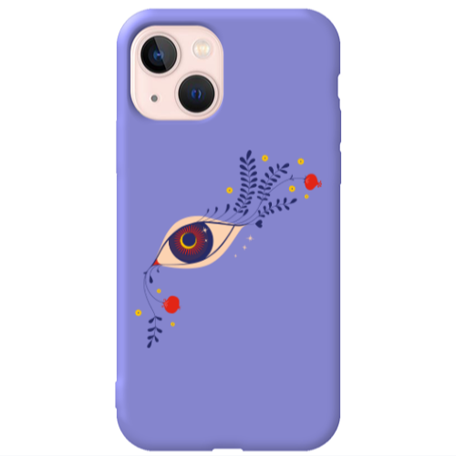 Apple iPhone 13 Flower eye Purple Colored Silicone TPU Θήκη