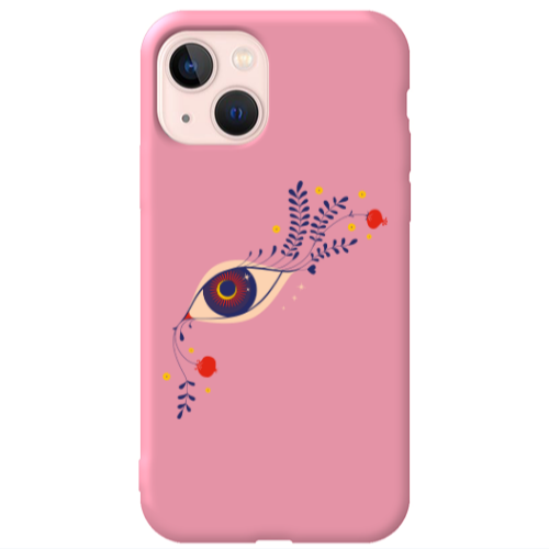 Apple iPhone 13 Flower eye Pink Colored Silicone TPU Θήκη