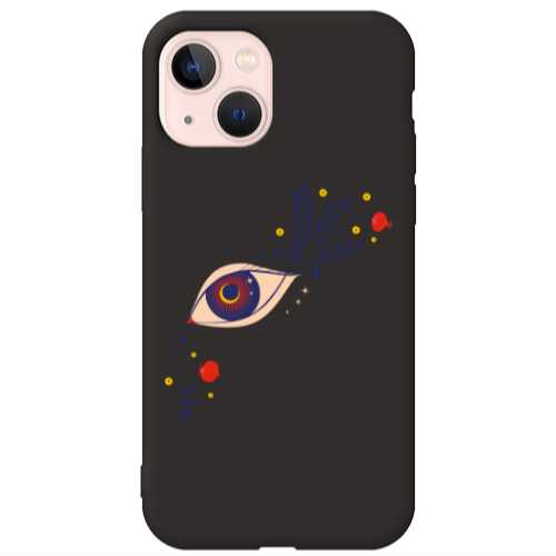 Apple iPhone 13 Flower eye Black Colored Silicone TPU Θήκη