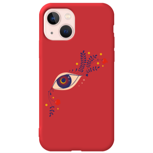 Apple iPhone 13 Flower eye Red Colored Silicone TPU Θήκη
