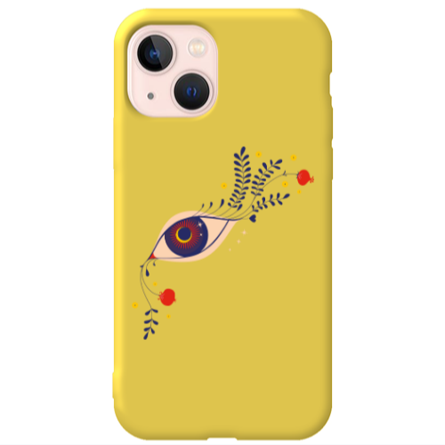 Apple iPhone 13 Flower eye Yellow Colored Silicone TPU Θήκη
