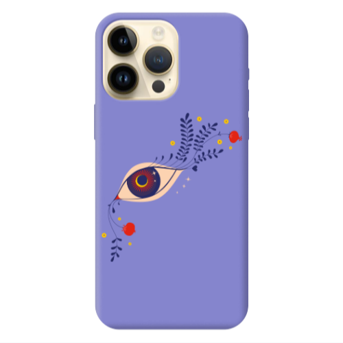 Apple iPhone 13 Pro Max Flower eye Purple Colored Silicone TPU Θήκη