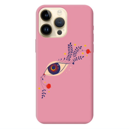 Apple iPhone 13 Pro Max Flower eye Pink Colored Silicone TPU Θήκη