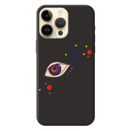 Apple iPhone 13 Pro Max Flower eye Black Colored Silicone TPU Θήκη