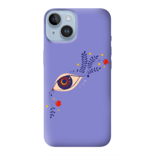 Apple iPhone 14  Flower eye Purple Colored Silicone TPU Θήκη
