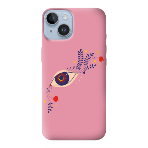 Apple iPhone 14  Flower eye Pink Colored Silicone TPU Θήκη