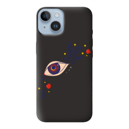 Apple iPhone 14 Plus Flower eye Black Colored Silicone TPU Θήκη