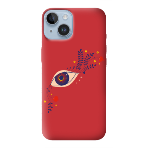 Apple iPhone 14 Plus Flower eye Red Colored Silicone TPU Θήκη