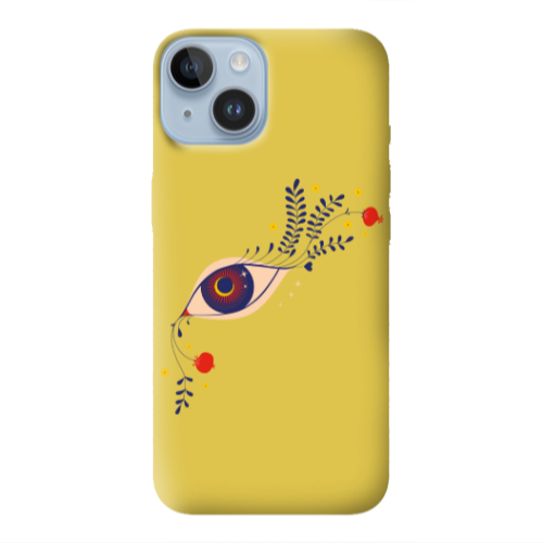 Apple iPhone 14 Plus Flower eye Yellow Colored Silicone TPU Θήκη