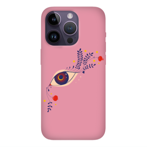 Apple iPhone 14 Pro  Flower eye Pink Colored Silicone TPU Θήκη