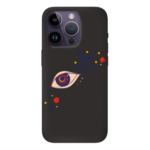 Apple iPhone 14 Pro  Flower eye Black Colored Silicone TPU Θήκη