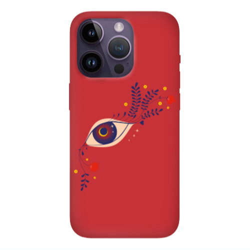 Apple iPhone 14 Pro  Flower eye Red Colored Silicone TPU Θήκη