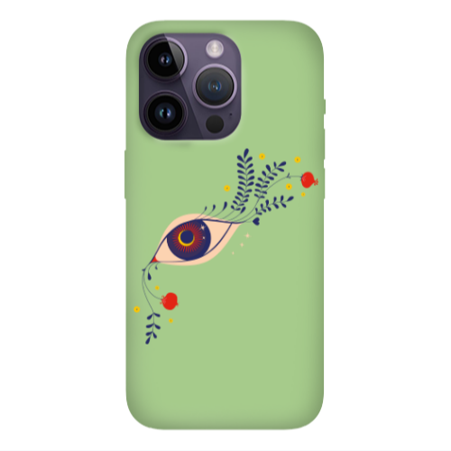 Apple iPhone 14 Pro Max Flower eye Light Green Colored Silicone TPU Θήκη