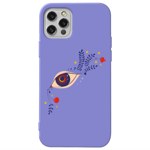 Apple iPhone 13 Pro Flower eye Purple Colored Silicone TPU Θήκη