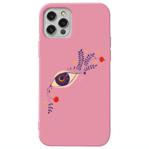 Apple iPhone 13 Pro Flower eye Pink Colored Silicone TPU Θήκη