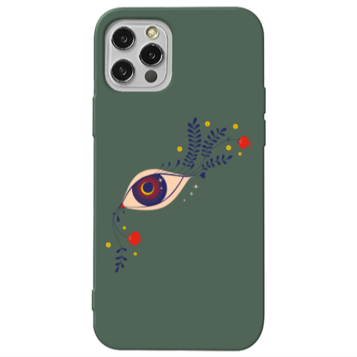 Apple iPhone 13 Pro Flower eye Dark Green Colored Silicone TPU Θήκη