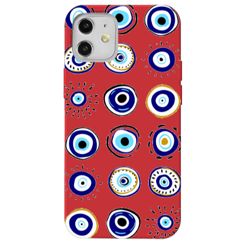 Apple iPhone 12 Beads Red Colored Silicone TPU Θήκη