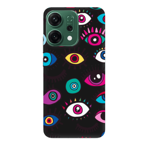 Oppo RENO 14 Multiple eyes Black Colored Silicone TPU Θήκη