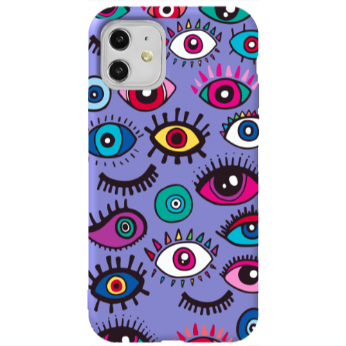 Apple iPhone 11  Multiple eyes Purple Colored Silicone TPU Θήκη