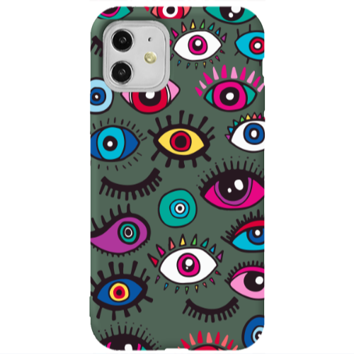 Apple iPhone 11  Multiple eyes Dark Green Colored Silicone TPU Θήκη