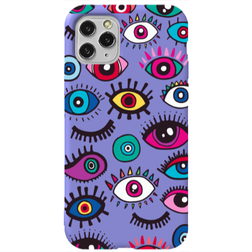 Apple iPhone 11 Pro Multiple eyes Purple Colored Silicone TPU Θήκη