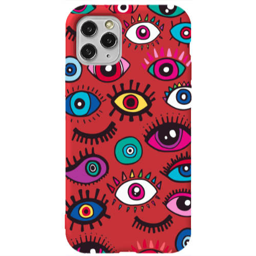 Apple iPhone 11 Pro Multiple eyes Red Colored Silicone TPU Θήκη