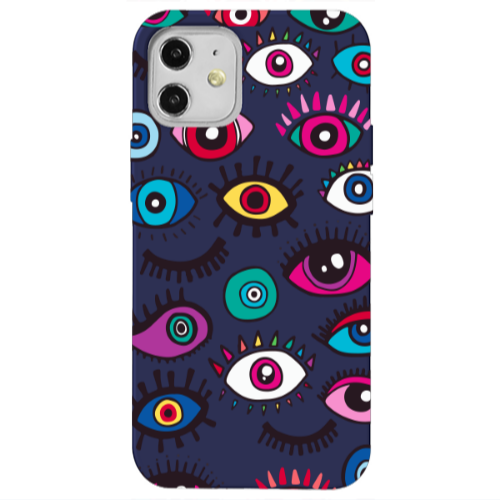 Apple iPhone 12 Multiple eyes Dark blue Colored Silicone TPU Θήκη