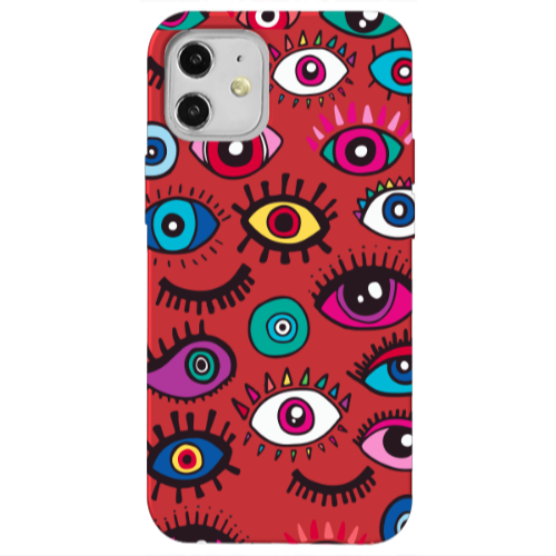 Apple iPhone 12 Multiple eyes Red Colored Silicone TPU Θήκη