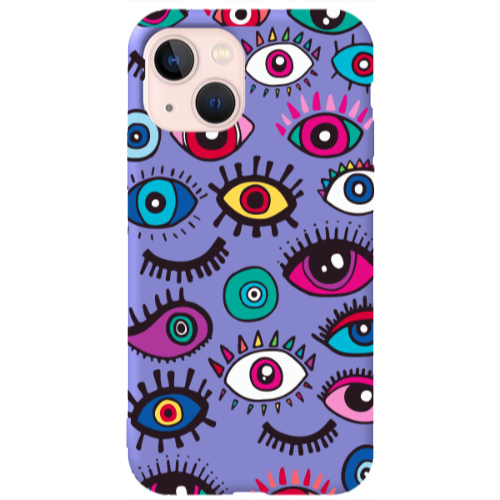 Apple iPhone 13 Multiple eyes Purple Colored Silicone TPU Θήκη