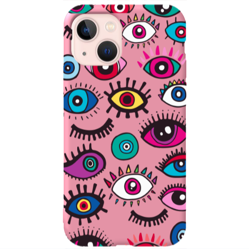 Apple iPhone 13 Multiple eyes Pink Colored Silicone TPU Θήκη