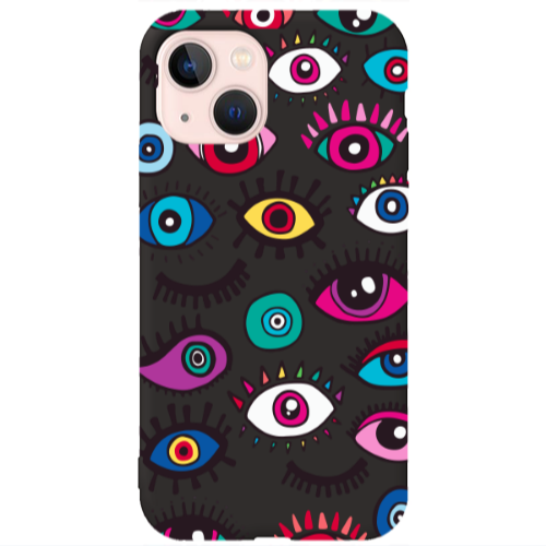Apple iPhone 13 Multiple eyes Black Colored Silicone TPU Θήκη
