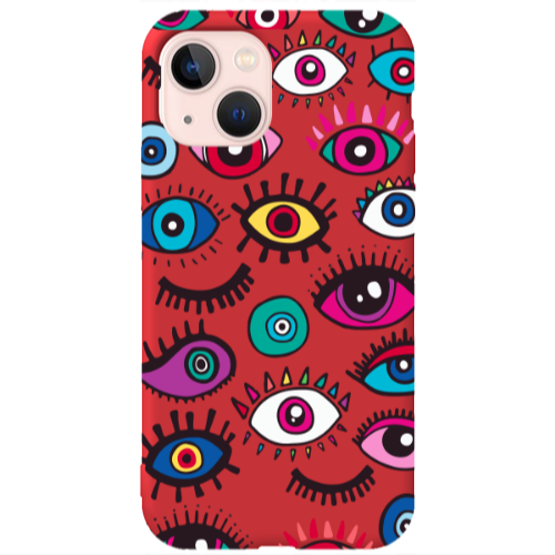 Apple iPhone 13 Multiple eyes Red Colored Silicone TPU Θήκη