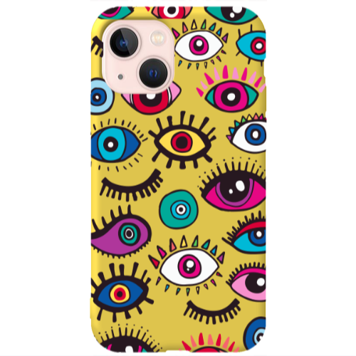 Apple iPhone 13 Multiple eyes Yellow Colored Silicone TPU Θήκη