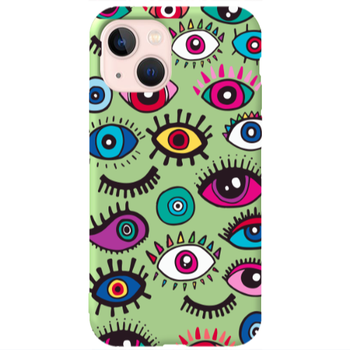 Apple iPhone 13 Multiple eyes Light Green Colored Silicone TPU Θήκη