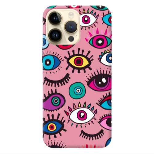 Apple iPhone 13 Pro Max Multiple eyes Pink Colored Silicone TPU Θήκη
