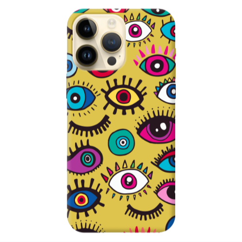 Apple iPhone 13 Pro Max Multiple eyes Yellow Colored Silicone TPU Θήκη