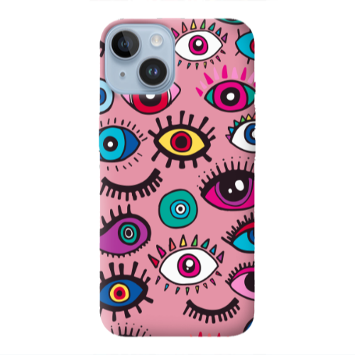 Apple iPhone 14  Multiple eyes Pink Colored Silicone TPU Θήκη