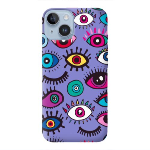 Apple iPhone 14 Plus Multiple eyes Purple Colored Silicone TPU Θήκη