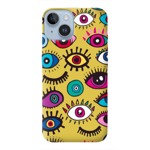 Apple iPhone 14 Plus Multiple eyes Yellow Colored Silicone TPU Θήκη