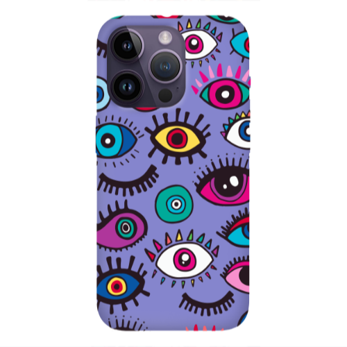 Apple iPhone 14 Pro  Multiple eyes Purple Colored Silicone TPU Θήκη