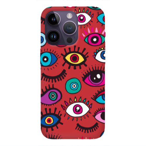 Apple iPhone 14 Pro  Multiple eyes Red Colored Silicone TPU Θήκη