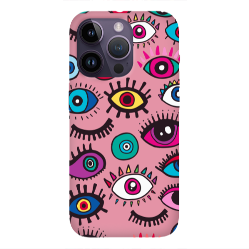 Apple iPhone 14 Pro Max Multiple eyes Pink Colored Silicone TPU Θήκη