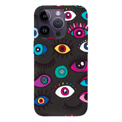 Apple iPhone 14 Pro Max Multiple eyes Black Colored Silicone TPU Θήκη