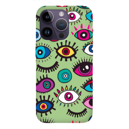 Apple iPhone 14 Pro Max Multiple eyes Light Green Colored Silicone TPU Θήκη