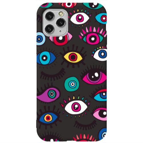 Apple iPhone 11 Pro Max Multiple eyes Black Colored Silicone TPU Θήκη