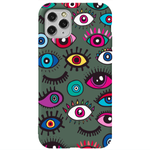 Apple iPhone 11 Pro Max Multiple eyes Dark Green Colored Silicone TPU Θήκη