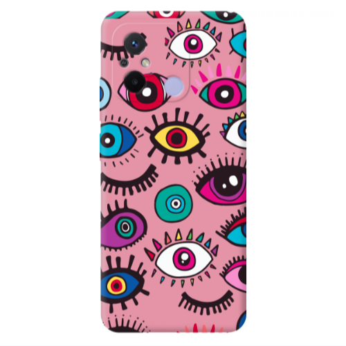 Xiaomi Redmi 12C Multiple eyes Pink Colored Silicone TPU Θήκη
